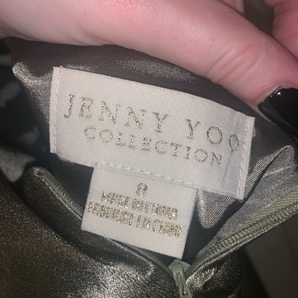 Floor Length Sage Green Satin JENNY YOO gown brand new - Picture 3 of 8